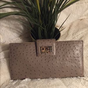 Kate Spade Ostrich Tan Clutch Wallet